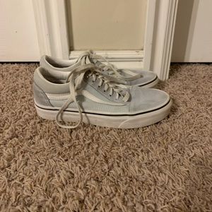 Super cute light baby blue tie vans!